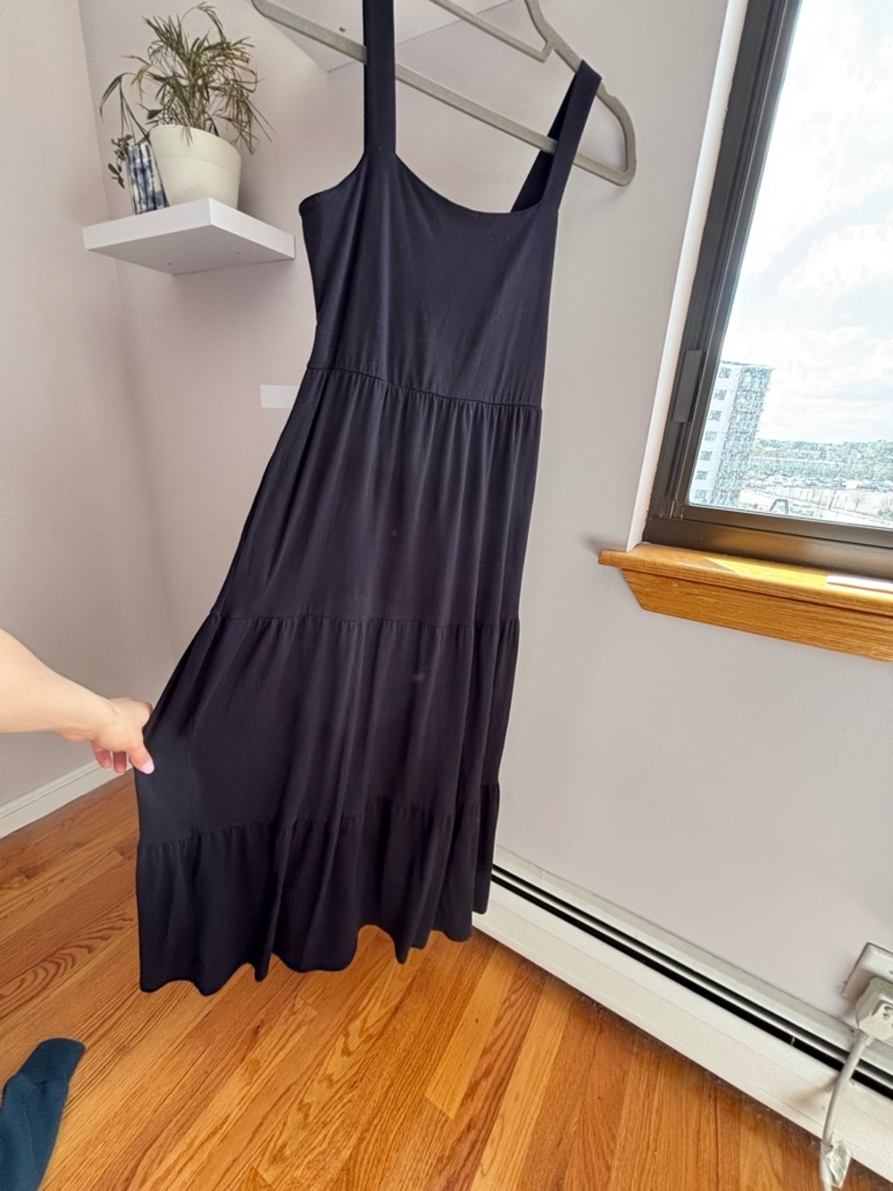 Black Tiered Scoop-Neck Maxi Dress - Unbranded